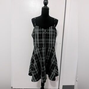 Dolls Kill Black and Gray Plaid Mini Dress